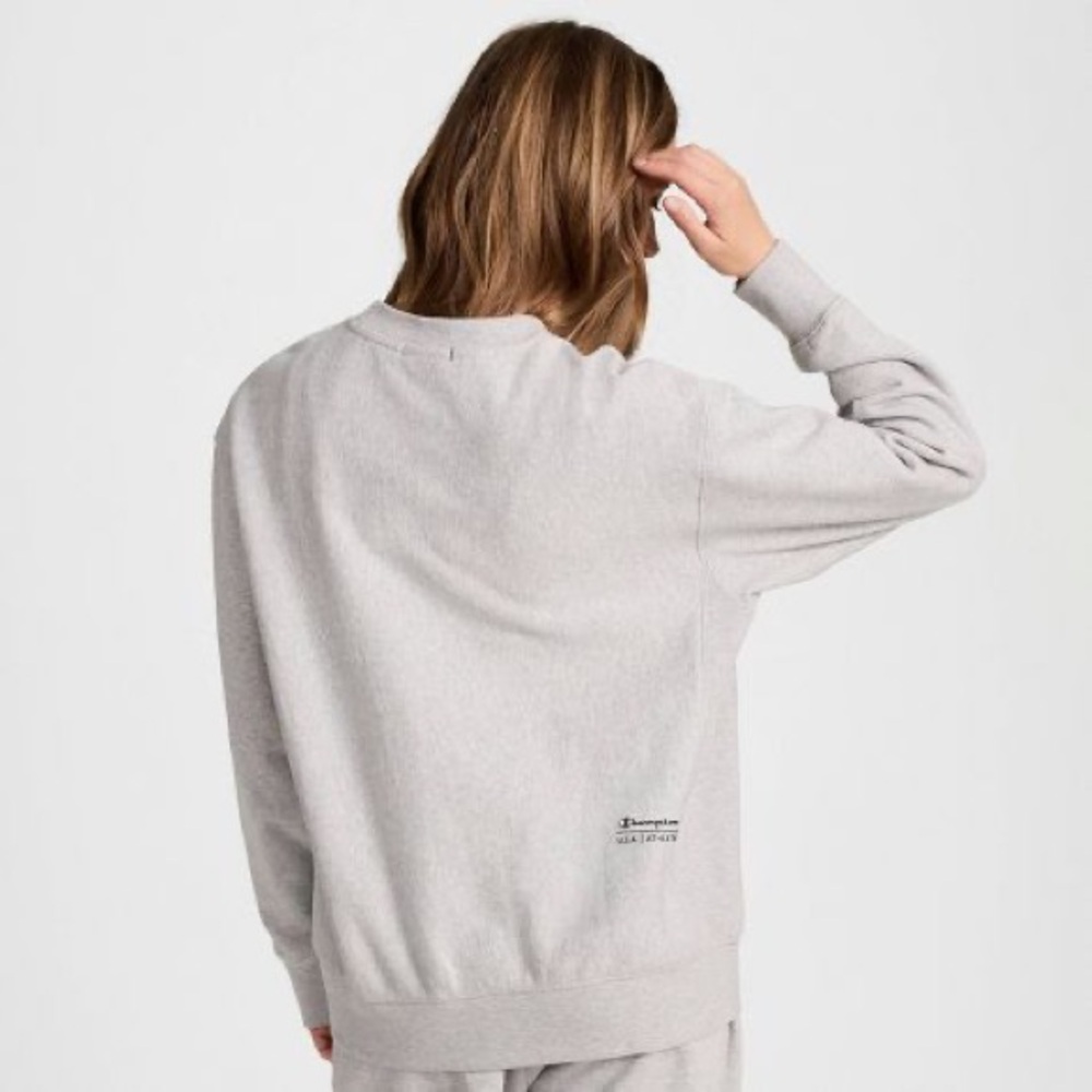 Champion Women's Fleece Crewneck Sweatshirt - Heather Gray M - Picture 6 of 6